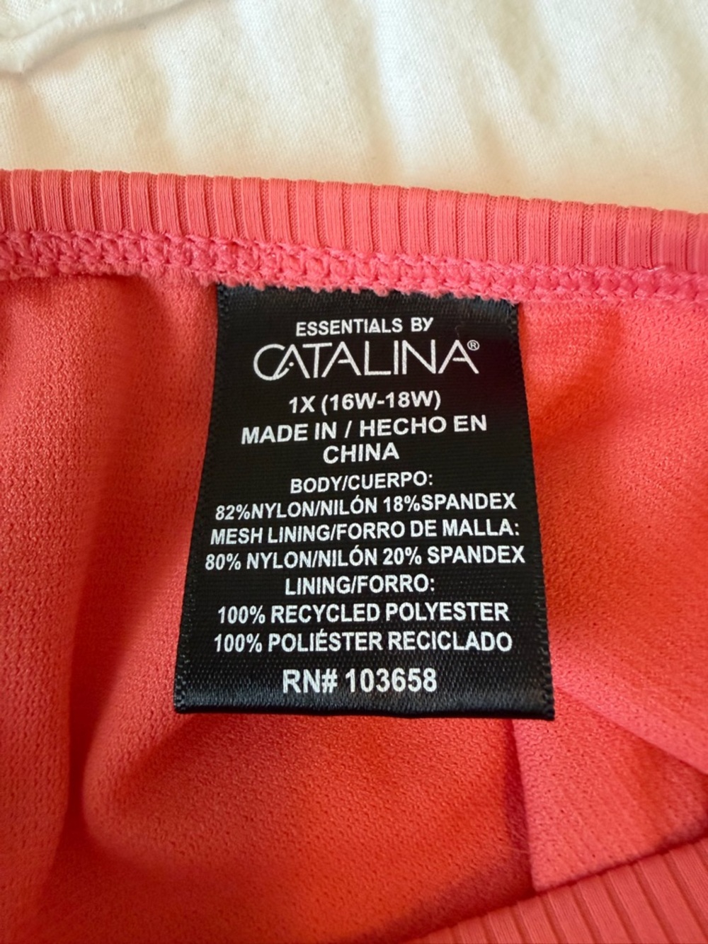 Catalina Ribbed Scoop One-Piece Swimsuit in Coral - Picture 10 of 12